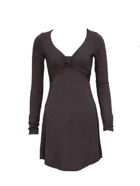 Nomads Hemp Wear Long Sleeve Twist-Front Dress in Black EUC Size L